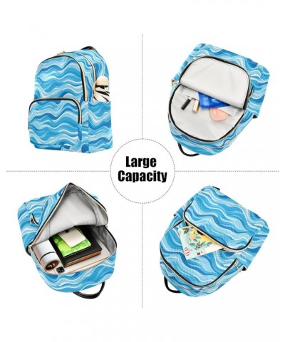 Blue Stripe Color Fashion Backpack Purse for Women, Casual Daypacks, Ladies Gift for Traveling Hiking Multicolor Medium $16.4...