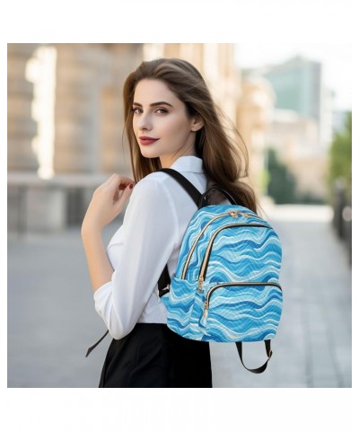 Blue Stripe Color Fashion Backpack Purse for Women, Casual Daypacks, Ladies Gift for Traveling Hiking Multicolor Medium $16.4...