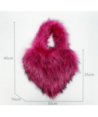 Women's Faux Fur Shoulder Purse Fleece Love Bag Heart Shape Y2k Crossbody Bag Chic Handbag Shoulder Bag Small Purple $60.94 T...