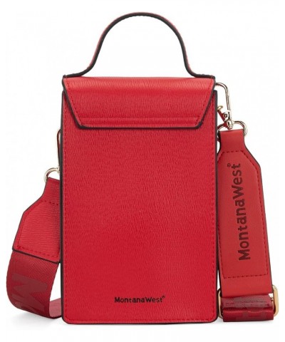 Crossbody Cell Phone Purses for Women Shoulder Bag Top Handle Bag with Small Coin Purse Red $11.25 Crossbody Bags