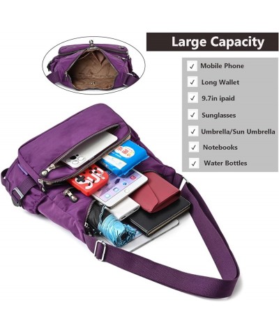 Crossbody Purse Bag Fabric Nylon Multi Pocket Tote Ladies Messenger Handbag(Purple) 1-blue $22.46 Totes