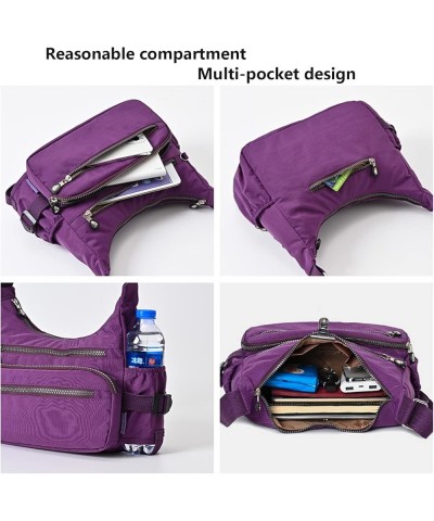 Crossbody Purse Bag Fabric Nylon Multi Pocket Tote Ladies Messenger Handbag(Purple) 1-blue $22.46 Totes