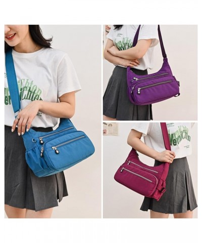 Crossbody Purse Bag Fabric Nylon Multi Pocket Tote Ladies Messenger Handbag(Purple) 1-blue $22.46 Totes