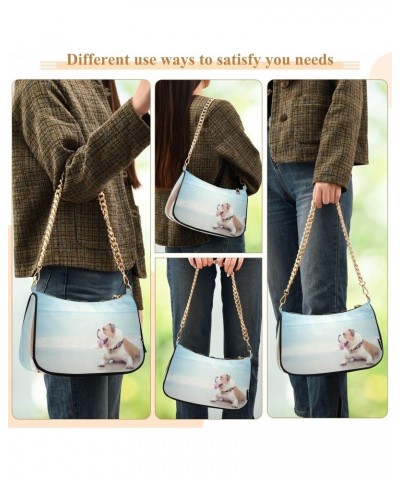 Bulldog Ocean Sand Beach Small Chain Shoulder Bag for Women Travel Hobo Tote Handbag Clutch Purse with Zipper $14.70 Totes