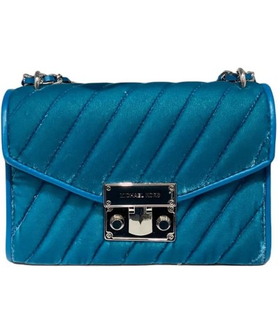 Small Rose Quilted Velvet Shoulder Flap Bag, Lagoon $68.55 Shoulder Bags