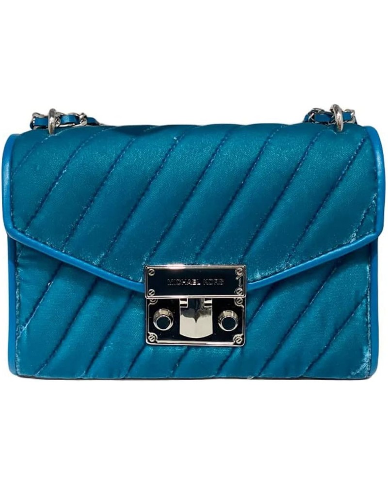 Small Rose Quilted Velvet Shoulder Flap Bag, Lagoon $68.55 Shoulder Bags