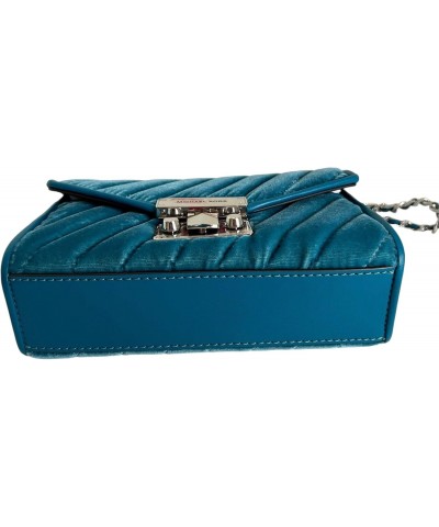 Small Rose Quilted Velvet Shoulder Flap Bag, Lagoon $68.55 Shoulder Bags