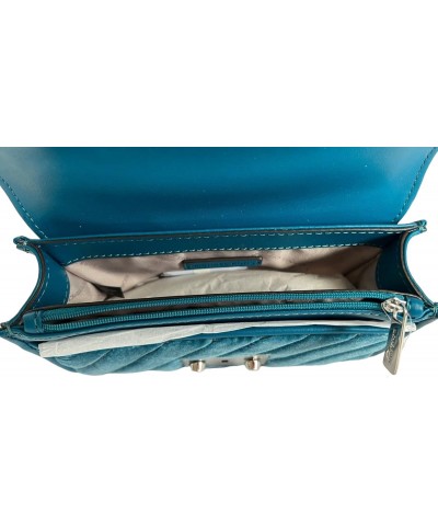 Small Rose Quilted Velvet Shoulder Flap Bag, Lagoon $68.55 Shoulder Bags