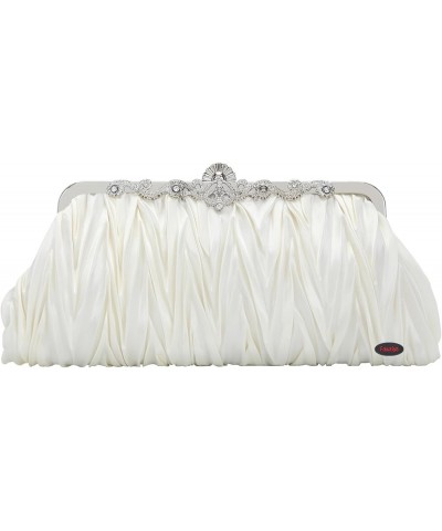 Evening Clutch Satin Pleated Rhinestone Novelty Oversized Purses For Women Formal E1580ivory&ab Gold $15.82 Evening Bags