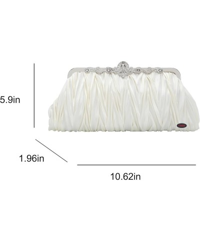 Evening Clutch Satin Pleated Rhinestone Novelty Oversized Purses For Women Formal E1580ivory&ab Gold $15.82 Evening Bags