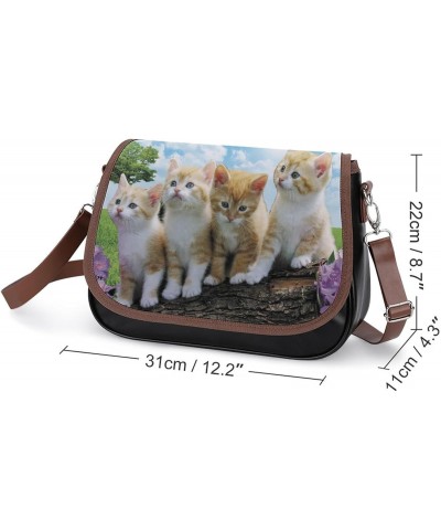 Sun and Cats Cute Shoulder Bag Removable Straps Crossbody Bag Waterproof Leather Handbag for Women $23.64 Shoulder Bags