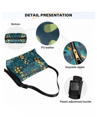 Large Crossbody Bag Tropical Blue Leopard Print PU Leather Shoulder Bag for Women Girls $16.50 Crossbody Bags