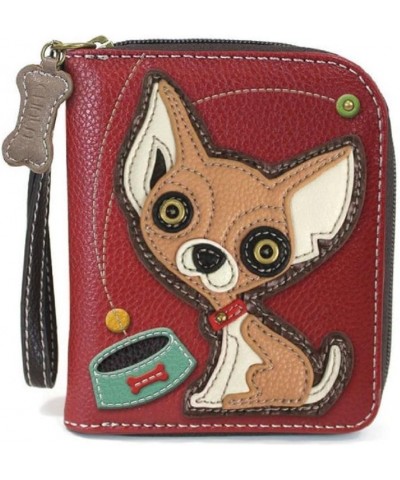 Zip Around Wallet, Wristlet, 8 Credit Card Slots, Sturdy Pu Leather - New Butterfly - Pink Chihuahua - Burgundy $24.78 Wristlets