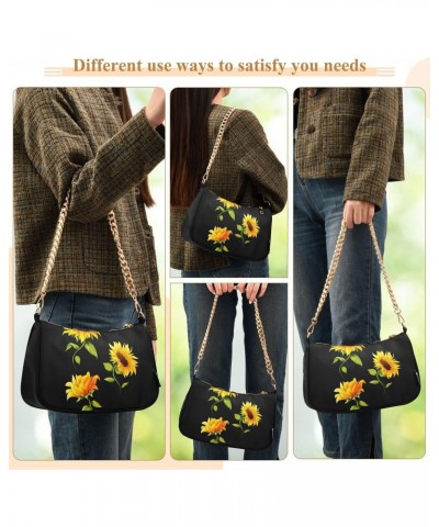 Shoulder Bag for Women Purse Clutch Sunflower Black(3) Chain Shoulder Tote Handbag with Zipper Closure(238ri6a) $16.95 Should...