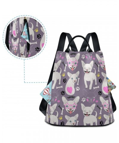 Happy Chihuahua Hand Drawn Dog Anti-Theft Backpack Purse for Women Fashion Bag Travel Back Pack Rucksack Shoulder Bag $19.74 ...