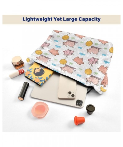 Cartoon Pig Pattern Faux Plush Tote Handbags Versatile Underarm Bag Stylish Shuolder Bag for Women $12.97 Totes