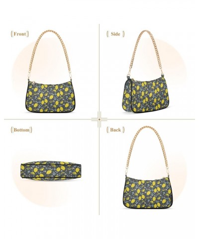 Summer Lemon Citrus Women Shoulder Bag Clutch Chain Purse Handbags with Zipper Pocket Tote Bag for Wedding Shopping $16.19 Sh...