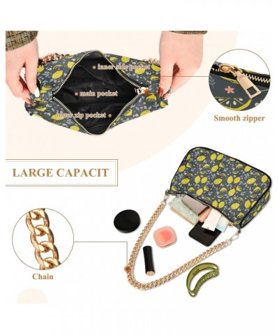 Summer Lemon Citrus Women Shoulder Bag Clutch Chain Purse Handbags with Zipper Pocket Tote Bag for Wedding Shopping $16.19 Sh...