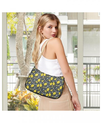 Summer Lemon Citrus Women Shoulder Bag Clutch Chain Purse Handbags with Zipper Pocket Tote Bag for Wedding Shopping $16.19 Sh...