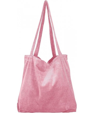 Women's Corduroy Tote Bag, Casual Handbags Big Capacity Shoulder Shopping Bag with 2 Pockets Pink $8.83 Totes