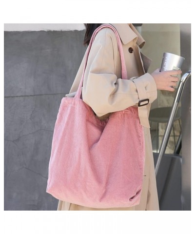 Women's Corduroy Tote Bag, Casual Handbags Big Capacity Shoulder Shopping Bag with 2 Pockets Pink $8.83 Totes