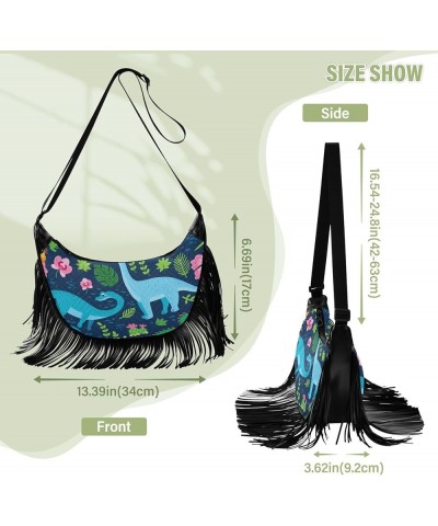 Women Fringe Tassel Cross Body Bag Orange Leaves Floral Happy Easter Leisure Shoulder Bag Color567 $14.01 Crossbody Bags