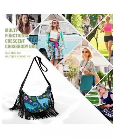 Women Fringe Tassel Cross Body Bag Orange Leaves Floral Happy Easter Leisure Shoulder Bag Color567 $14.01 Crossbody Bags