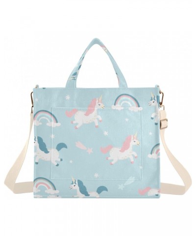 Cute and Funny Unicorn Pattern Corduroy Handbag - Fashionable, Unique, and Versatile Shoulder Bag Beige straps $15.55 Shoulde...