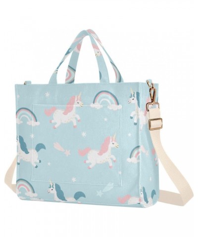 Cute and Funny Unicorn Pattern Corduroy Handbag - Fashionable, Unique, and Versatile Shoulder Bag Beige straps $15.55 Shoulde...