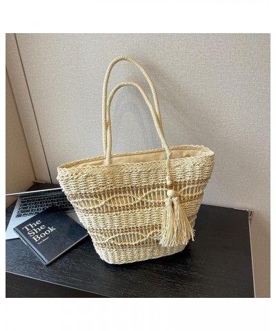 Straw Beach Bag, Summer Woven Tote Bag with Tassels Shoulder Handbag Straw Purses and Handbags for Women (Beige) A-beige $25....