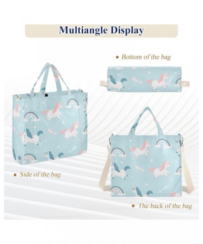 Cute and Funny Unicorn Pattern Corduroy Handbag - Fashionable, Unique, and Versatile Shoulder Bag Beige straps $15.55 Shoulde...