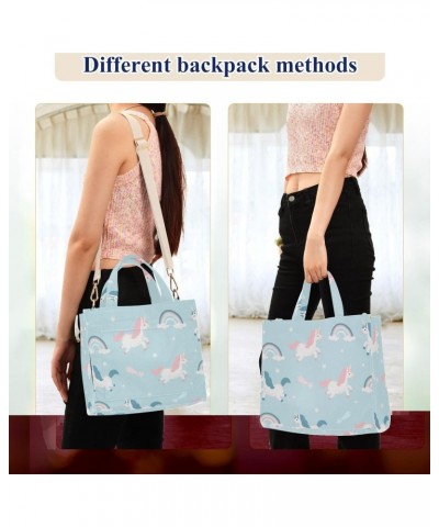 Cute and Funny Unicorn Pattern Corduroy Handbag - Fashionable, Unique, and Versatile Shoulder Bag Beige straps $15.55 Shoulde...