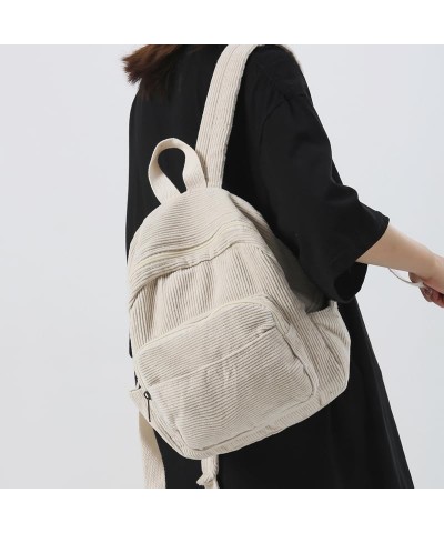 Small Mini Backpack Purse for Women Travel Corduroy Backpack Purse for Women Cute Mini Backpack Purse Aesthetic Purse(White) ...