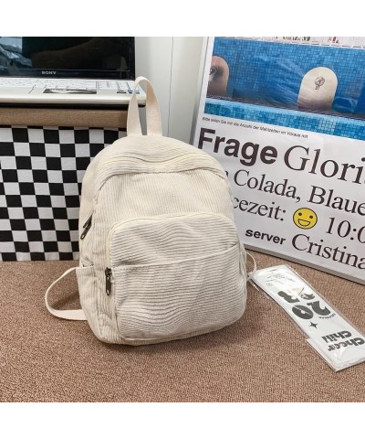 Small Mini Backpack Purse for Women Travel Corduroy Backpack Purse for Women Cute Mini Backpack Purse Aesthetic Purse(White) ...