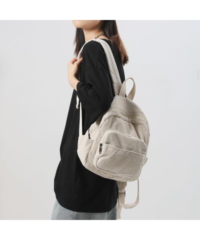 Small Mini Backpack Purse for Women Travel Corduroy Backpack Purse for Women Cute Mini Backpack Purse Aesthetic Purse(White) ...