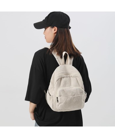 Small Mini Backpack Purse for Women Travel Corduroy Backpack Purse for Women Cute Mini Backpack Purse Aesthetic Purse(White) ...