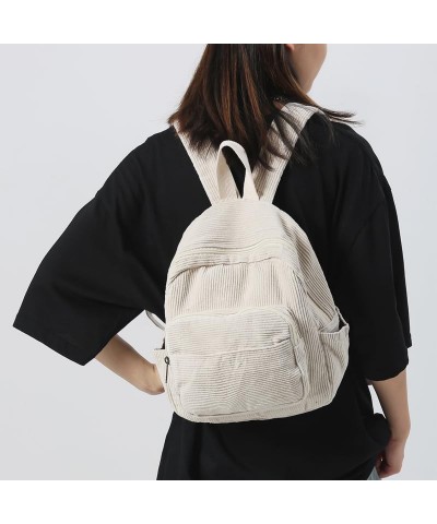 Small Mini Backpack Purse for Women Travel Corduroy Backpack Purse for Women Cute Mini Backpack Purse Aesthetic Purse(White) ...