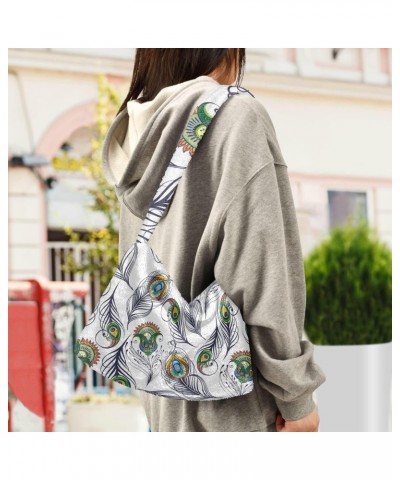 Women Boho Handbag Floral Peacock Feather Chic Underarm Bag Tote Bag Shoulder Bag Crossbody Bag Fluffy Cell Phone Purse Patri...