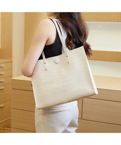 Women Tote Bags Top Handle Satchel Handbags PU Faux Leather Shoulder Bags Large Purse White $9.17 Totes