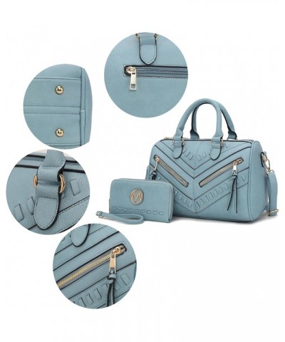 Women's Satchel Bag with Wallet, Vegan Leather Top Handle Shoulder Handbag Crossbody Purse Lara Denim $32.39 Satchels