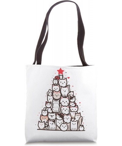 Meowy Christmas Tree Purrfect Holiday Idea For Cat Lovers Tote Bag $10.72 Totes