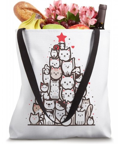 Meowy Christmas Tree Purrfect Holiday Idea For Cat Lovers Tote Bag $10.72 Totes