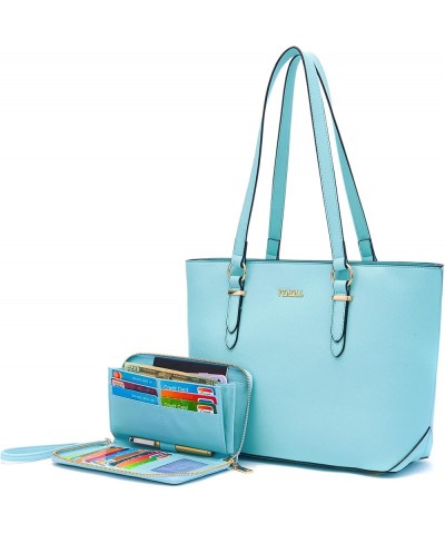 Purses for Women Faux Leather Medium Large Tote Satchel Shoulder Purse Handbag Wallet set Aiceblue $25.36 Totes