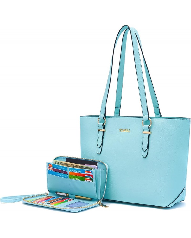 Purses for Women Faux Leather Medium Large Tote Satchel Shoulder Purse Handbag Wallet set Aiceblue $25.36 Totes