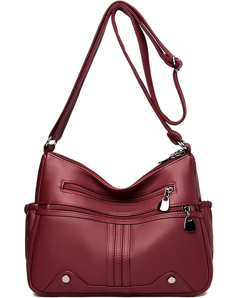 Leather Shoulder Bags Women Crossbody Handbags Casua Travel Purses Large Meseenger Bag Red $24.53 Shoulder Bags