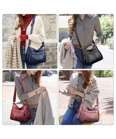 Leather Shoulder Bags Women Crossbody Handbags Casua Travel Purses Large Meseenger Bag Red $24.53 Shoulder Bags