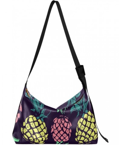 Colorful Pineapple Fruit Tote Bag for Women Large Hobo Bags Cross Body Purse Casual Tote with Adjustable Strap for Women $17....