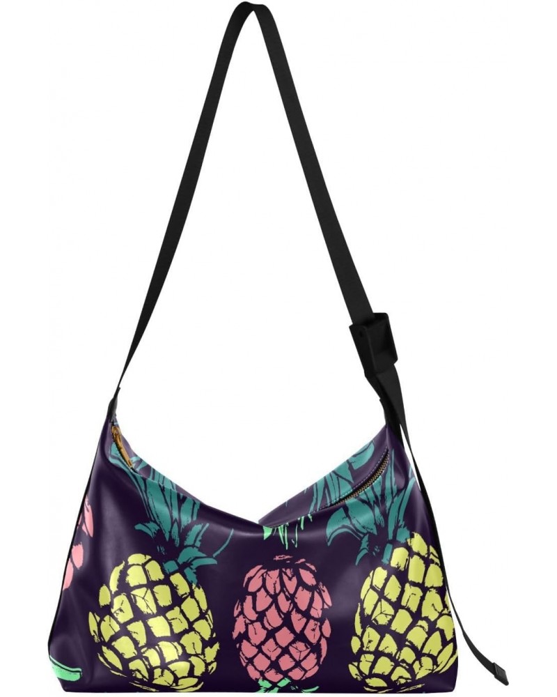 Colorful Pineapple Fruit Tote Bag for Women Large Hobo Bags Cross Body Purse Casual Tote with Adjustable Strap for Women $17....