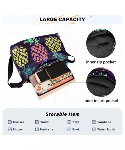 Colorful Pineapple Fruit Tote Bag for Women Large Hobo Bags Cross Body Purse Casual Tote with Adjustable Strap for Women $17....