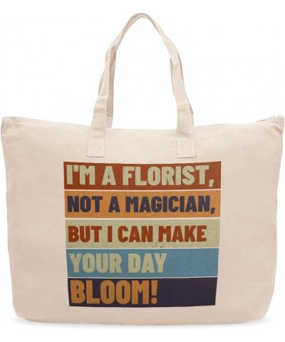 Cute Florist Cotton Canvas Bag - Flower Lovers Items - Bag for Florist Natural $17.16 Totes